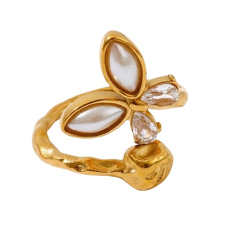 Gold Plated Butterfly Bypass Ring