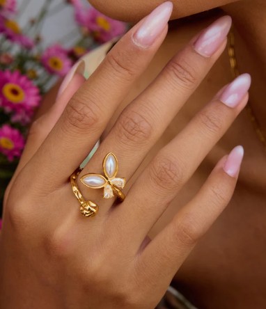 Gold Plated Butterfly Bypass Ring