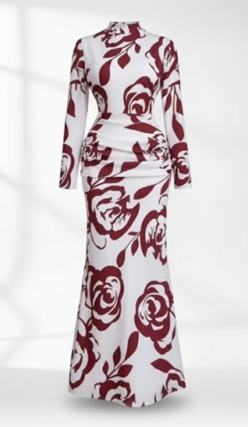The Crimson Rose Ruched Gown