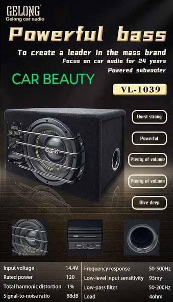 Subwoofer Bass Box with Built in Amplifier 10"