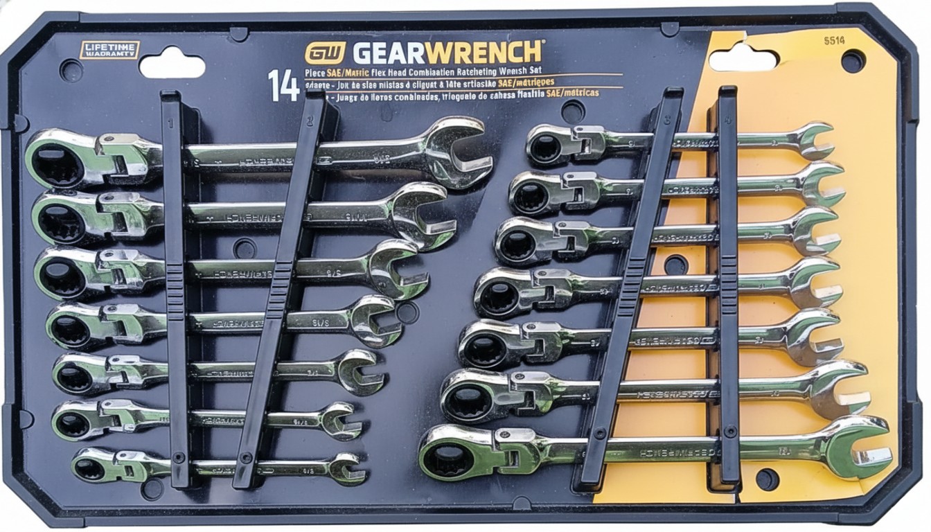 GearWrench 14-Piece Flex-Head SAE & Metric Ratcheting Wrench Set part #85141