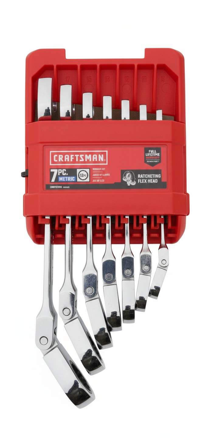 CRAFTSMAN 7-Piece Metric Ratcheting Flex-Head Wrench Set [1MM]PART #CMMT87009[1SAE]PART #CMMT87010