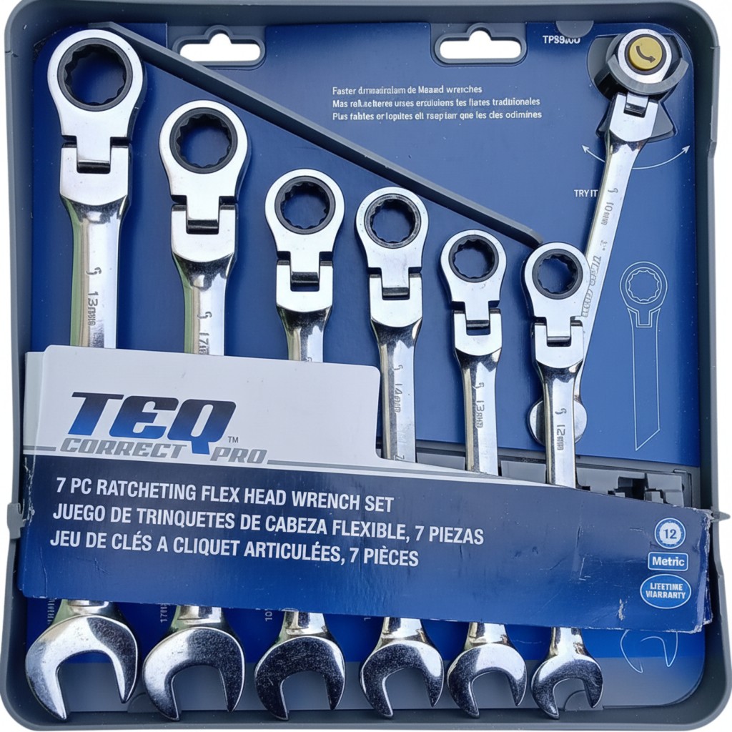 TEQ Correct Pro 7-Piece Ratcheting Flex Head Wrench Set [4SAE]part#9700[2MM]PART #9900D
