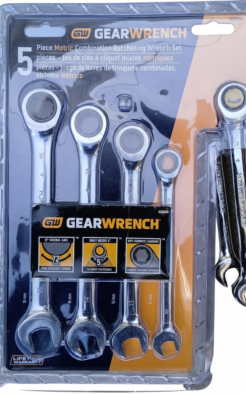 GearWrench 5-Piece Metric Combination Ratcheting Wrench Set PART#93004D] [3 SAE  PART#93005]