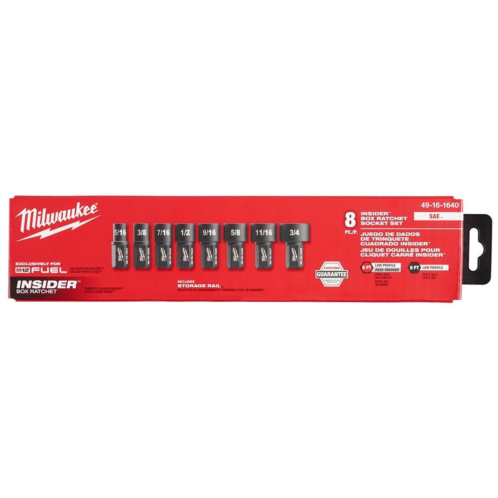 Milwaukee M12 FUEL INSIDER Extended Reach Box Ratchet Socket Set (8-Piece SAE) part #49-16-1640 [SAE]