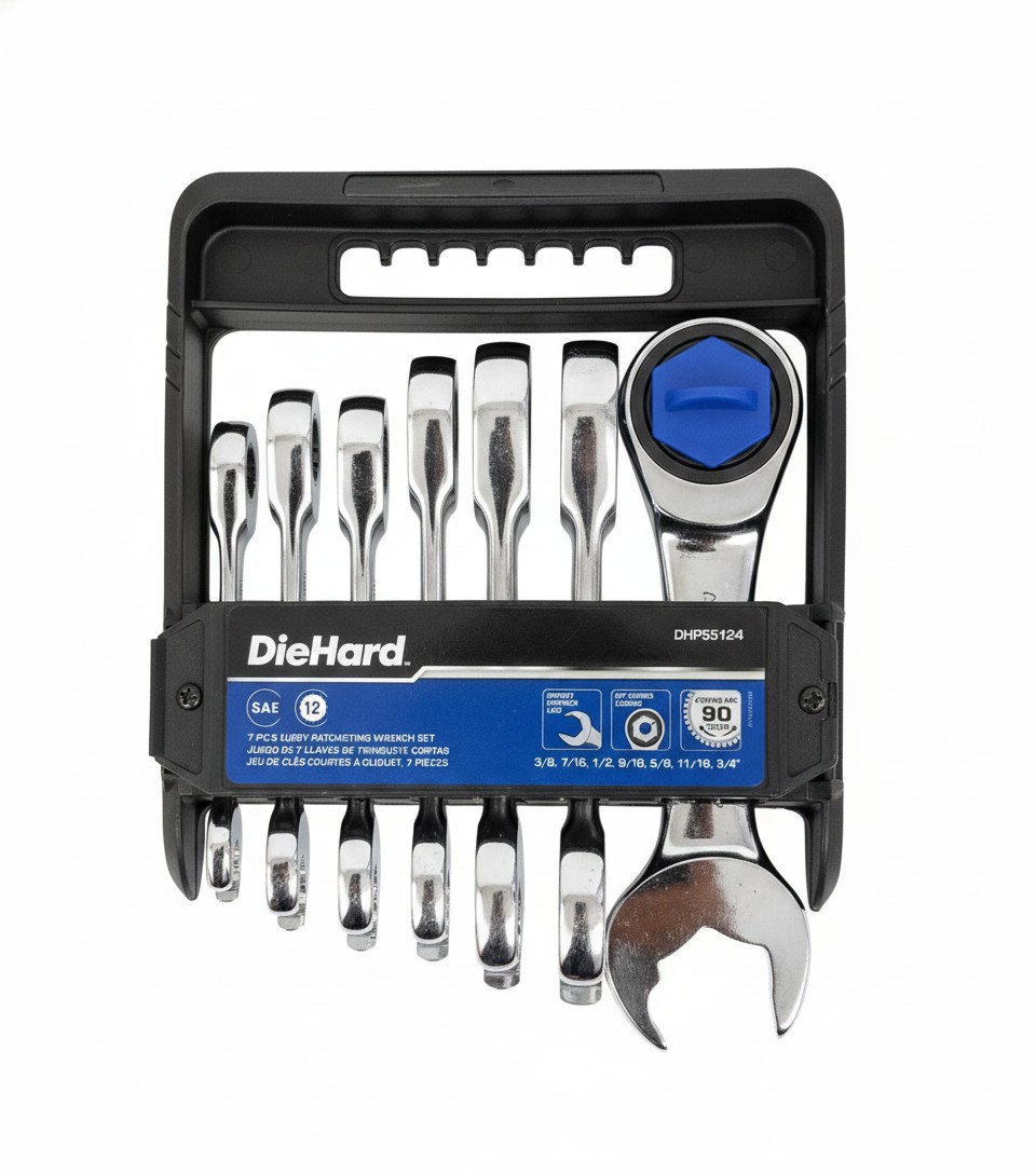 DieHard 7-Piece SAE Stubby Ratcheting Wrench Set (Model #DHP55124)