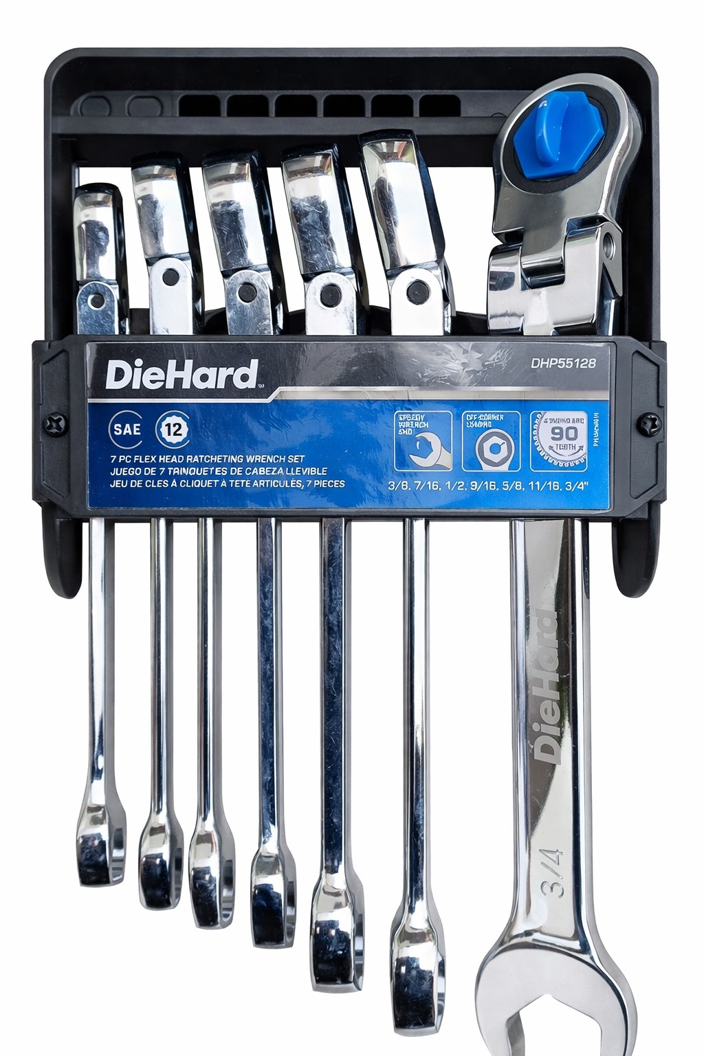 DieHard 7-Piece SAE Flex-Head Ratcheting Wrench Set (Model: DHP55127)