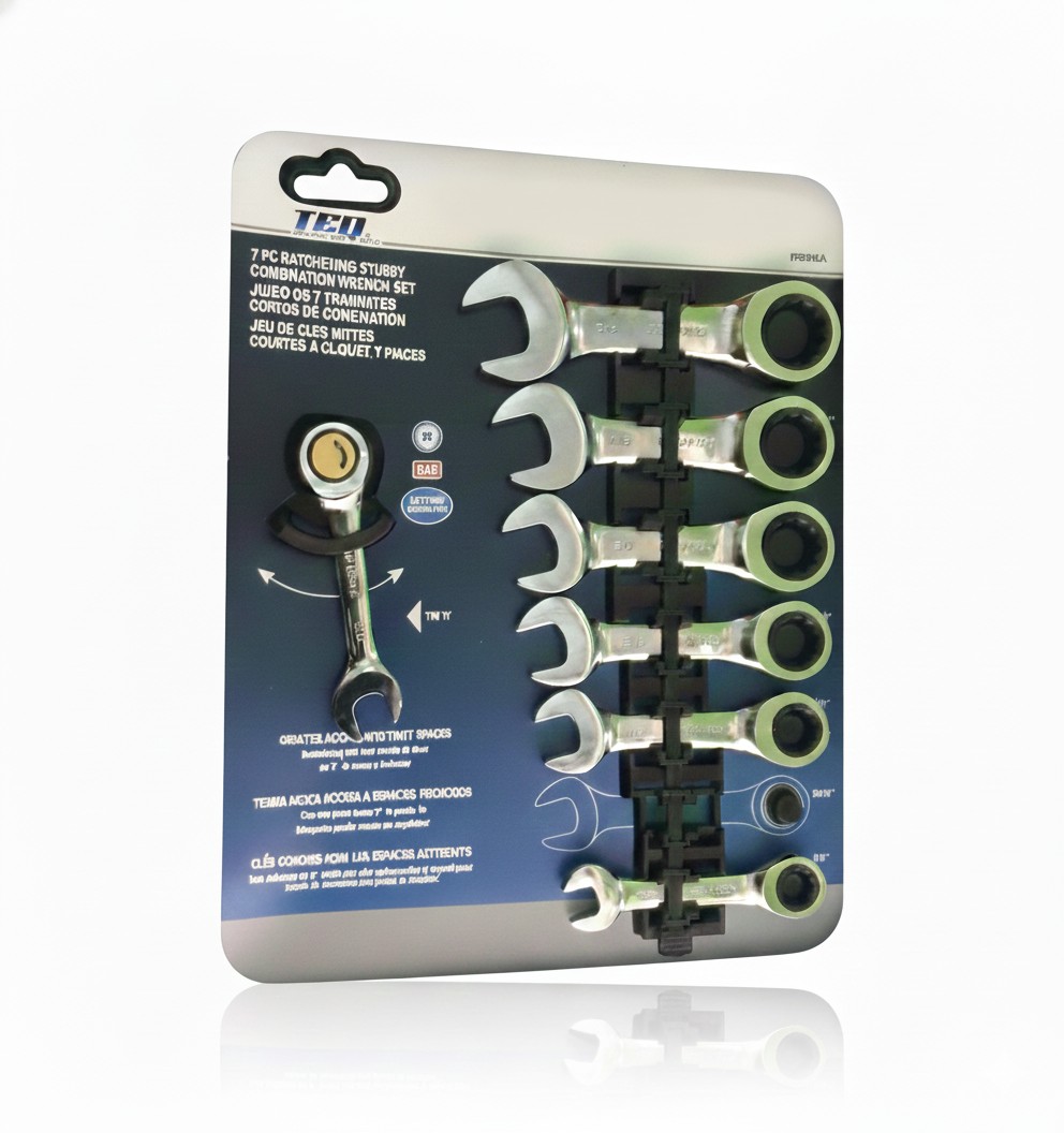 7-Piece Ratcheting Stubby Combination Wrench Set  [5SAE][2MM] Part#TP8701A