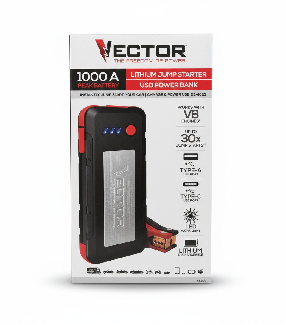 Vector 1000A Lithium Jump Starter and USB Power Bank