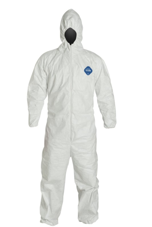 Tyvek White Hooded Disposable Coveralls With Elastic Cuff