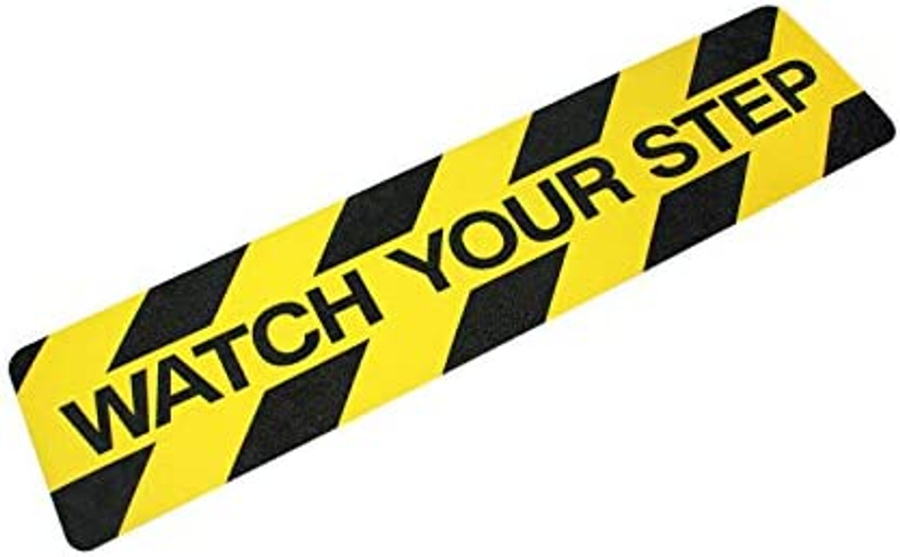 Striped Black/Yellow Watch Your Step 6 In. X 24 In. Sign