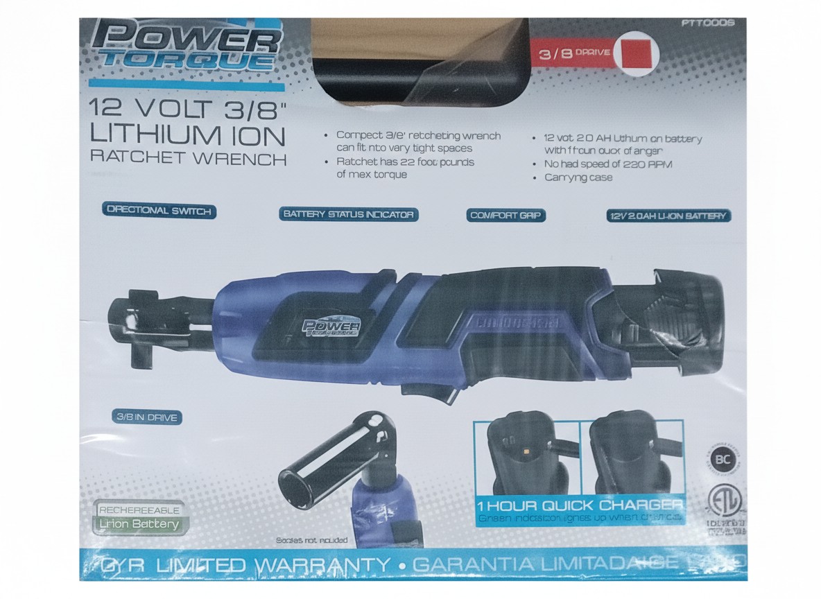 Power Torque 12 Volt 3/8" Lithium-Ion Ratchet Wrench Model/Part Number: PTT0002