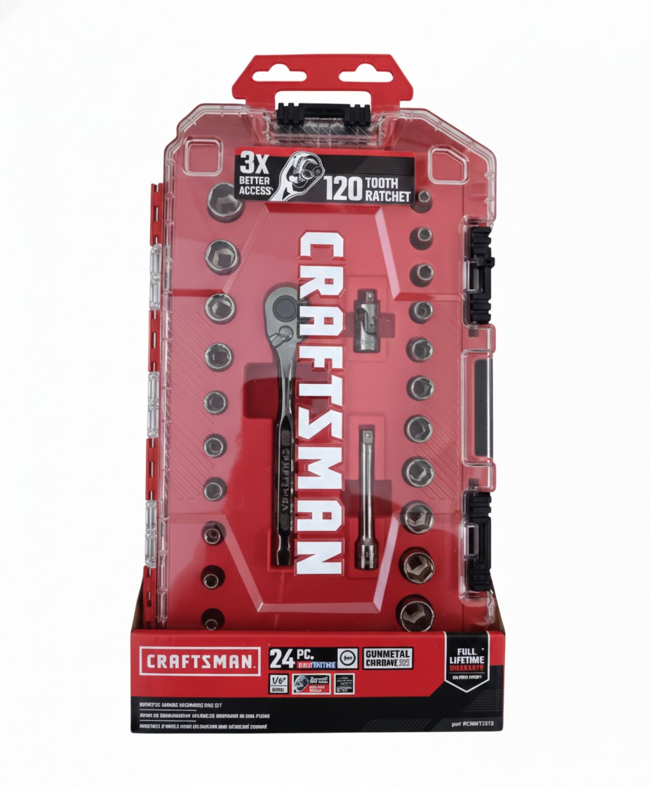 Craftsman 24-Piece Gunmetal Chrome Mechanics Tool Set part #CMMT12013