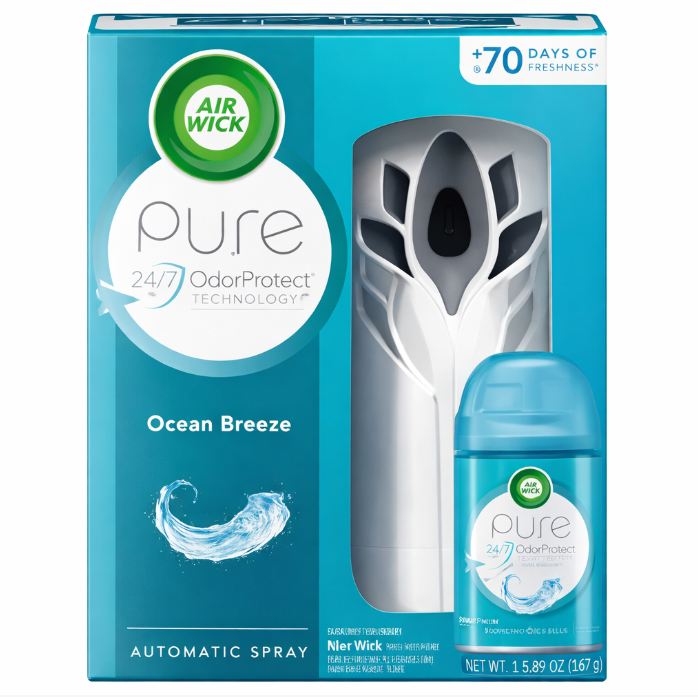 Air Wick Pure Automatic Spray Starter Kit – Ocean Breeze (24/7 Odor Protection)