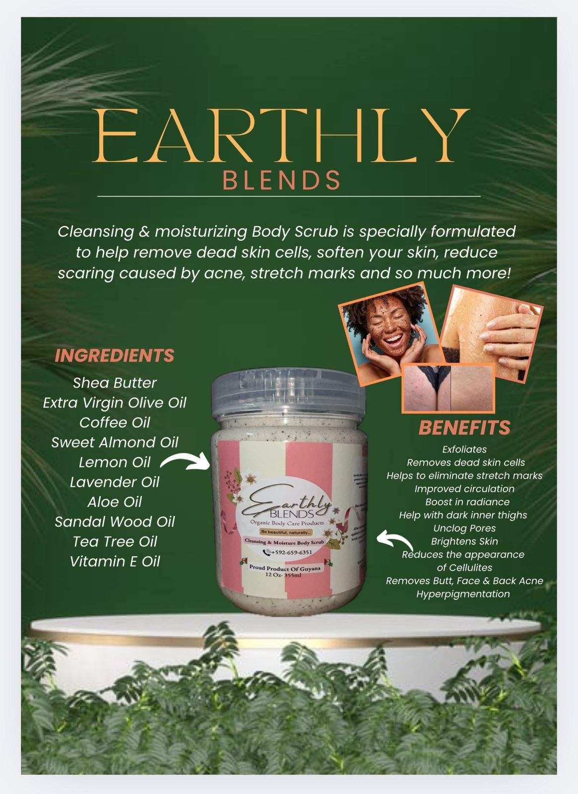 Earthly Blends Cleansing & Moisture Body Scrub 12oz