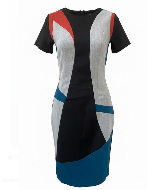 Urban Geometric Color-Block Sheath Dress Size Small