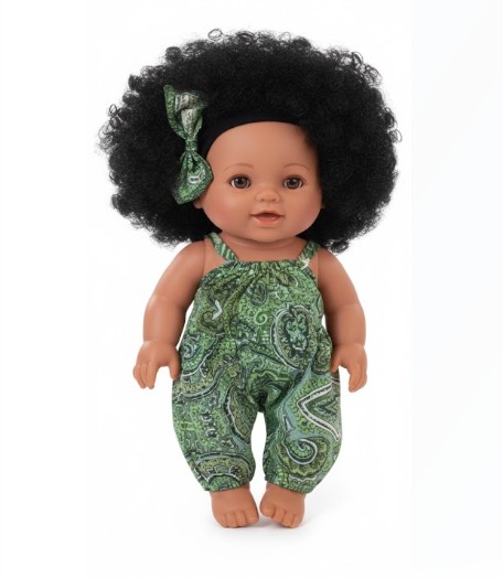 12-inch Baby Doll in Emerald Paisley Artisan Romper