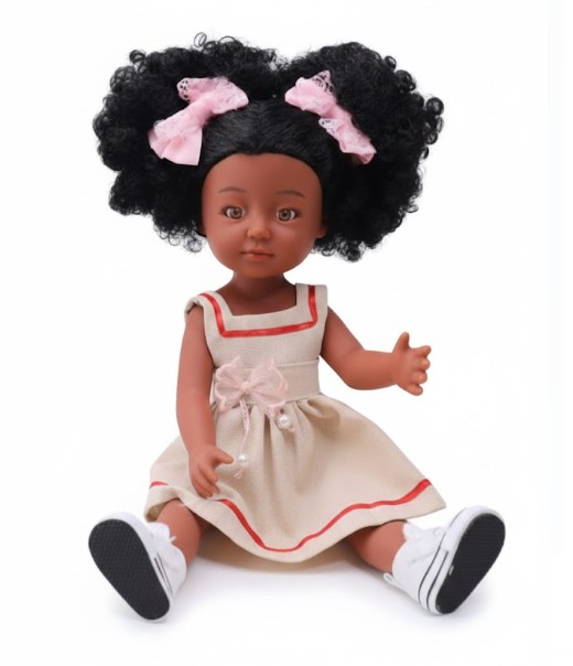 14-inch Baby Doll in Heritage Cream & Red Trim Dress