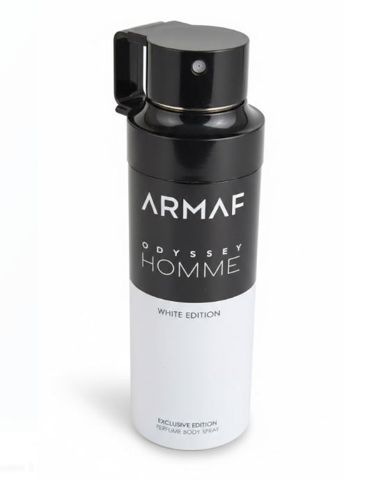 Armaf Odyssey Homme White Edition Exclusive Edition Perfume Body Spray (200ml) – Sophisticated Floral & Woody Fragrance for Men