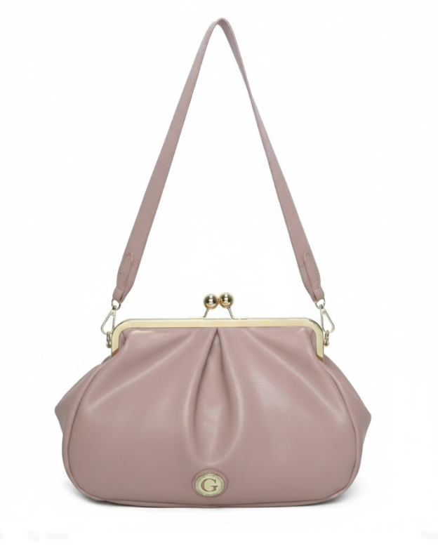 Vintage-Inspired Ruched Kiss-Lock Handbag