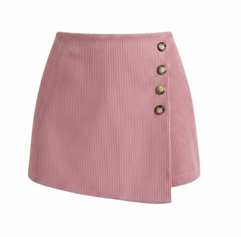 Ribbed Mock-Wrap Mini Skirt Size: Small
