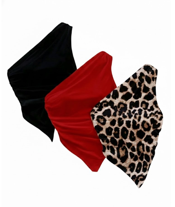 One-Shoulder Bandana Top – Asymmetric Handkerchief Hem Crop Top – Size M