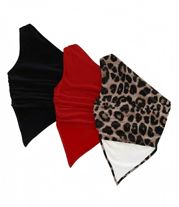 One-Shoulder Bandana Top – Asymmetric Handkerchief Hem Crop Top – Size M