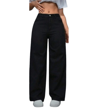 Black High-Waisted Wide-Leg Pants – XS