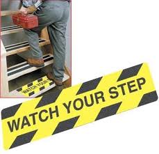 Striped Black/Yellow Watch Your Step 6 In. X 24 In. Sign