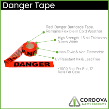 Red Danger Barricade Tape, 3" X 1000'