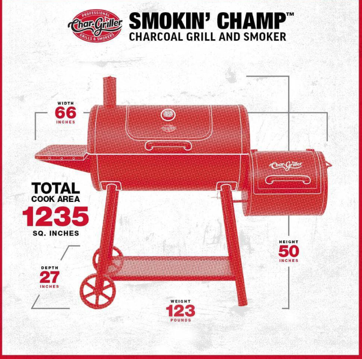 Char-Griller Offset Smoker BBQ Grill – Heavy-Duty Outdoor Charcoal Smoker