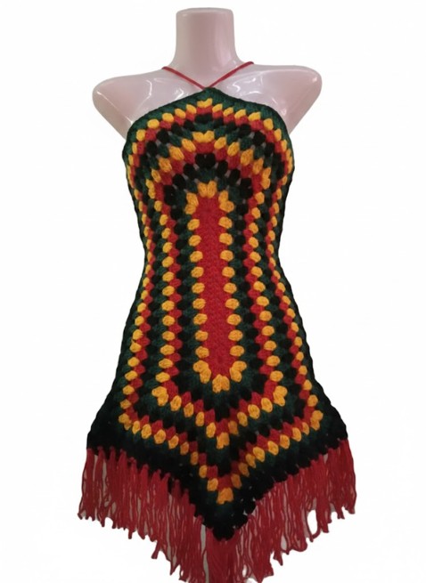 Women's Handcrafted Crochet Halter Dress (small)