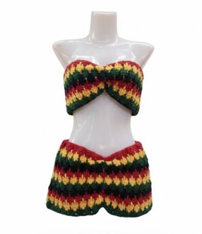 The "Zion Stripe" Two-Piece Set Hand-Crocheted Set (medium)