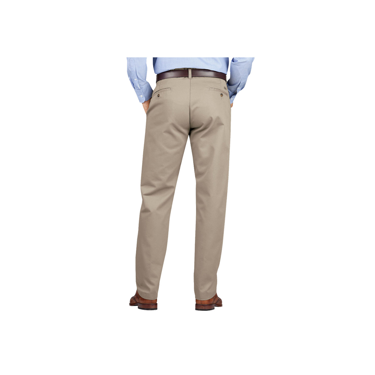 Regular Fit Tapered Leg Flat Front Khaki Pants, Desert Khaki