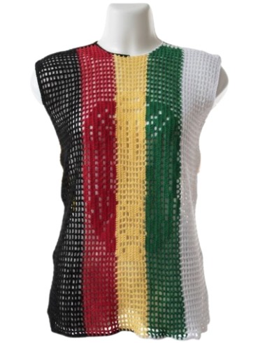 Hand-Crafted Mesh Stripe Sleeveless Top (large)