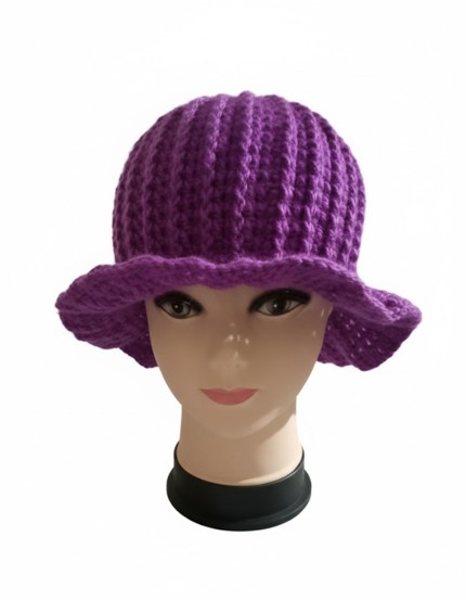 Royal Purple Ribbed Sun Hat