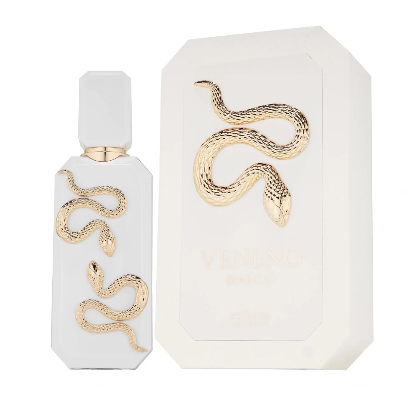 Veneno Blanco Luxury Fragrance – 100ml Elegant White Bottle with Gold Snake Design