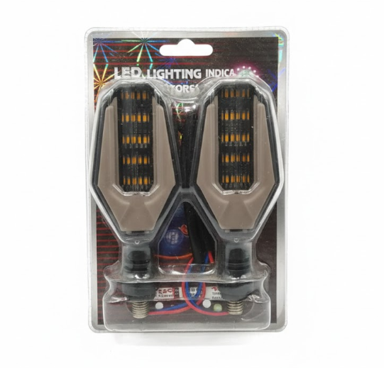 Universal Dual LED Motorcycle Turn Signal Indicators - High-Visibility Amber