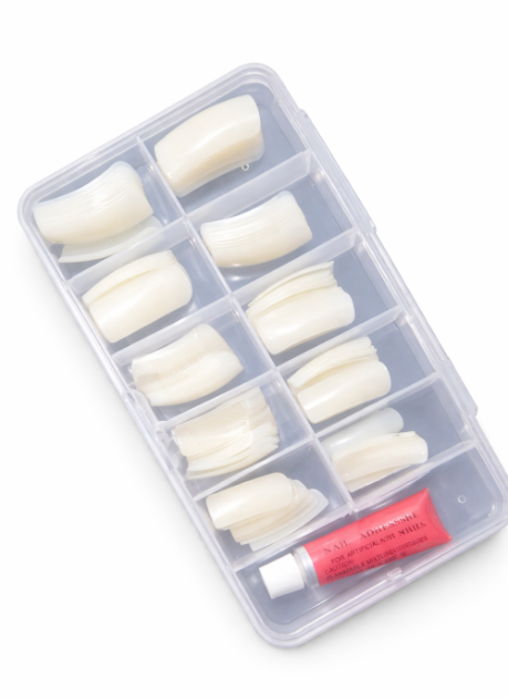 Premium Acrylic Nail Tips Set with Adhesive – 10 Sizes, 100 Pieces