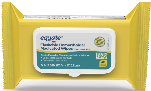 Equate Flushable Hem. Wipes 48