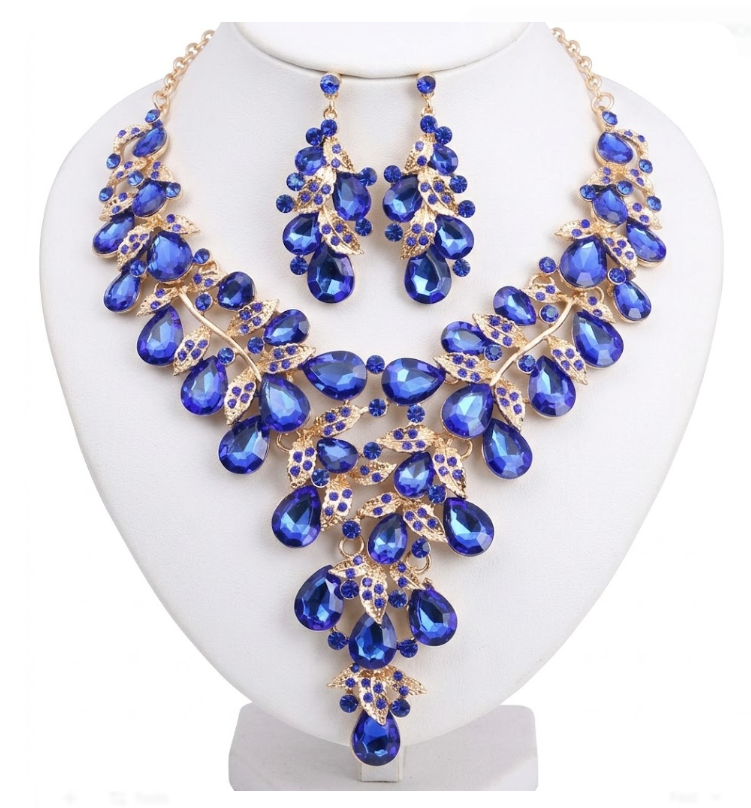 Stunning Royal Blue Tear-Drop Jewelry Set