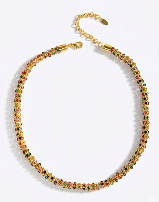 Multicolor Crystal Mesh Statement Bracelet