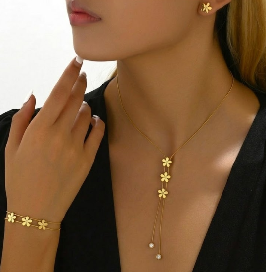 Golden Blossom Petal Jewelry Set