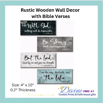 4 Pieces Bible Verses Wall Decor Rustic Wooden