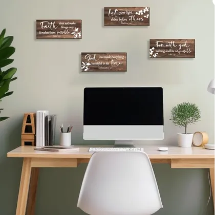 4 Pieces Brown Wall Decor Bible Verses