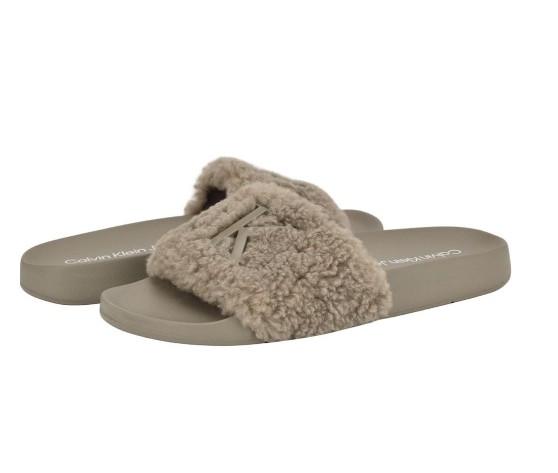 Calvin Klein Jeans Faux Fur Slide Sandals