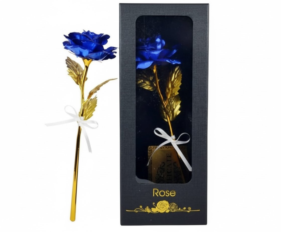 Luxury Royal Blue 24K Gold-Plated Rose