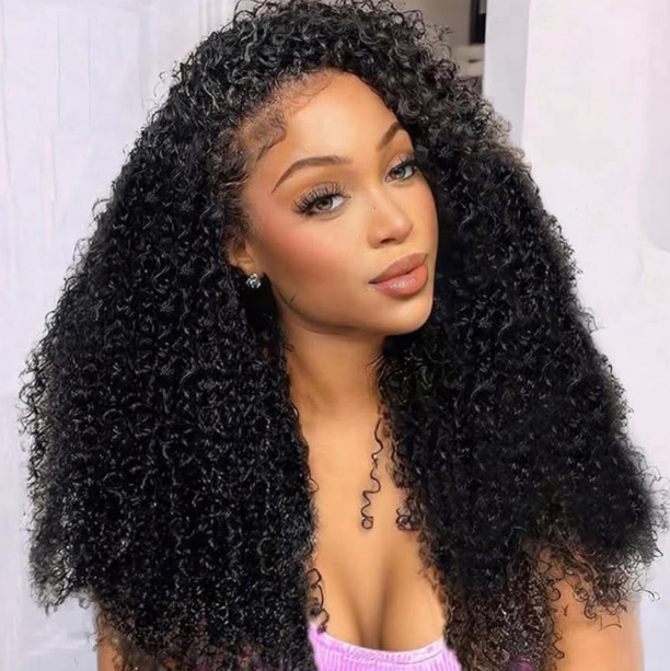 Premium Kinky Curly Lace Frontal Wig – High-Definition Volume