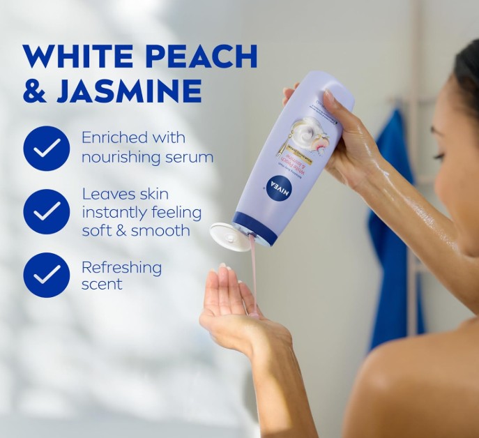 NIVEA Refreshing Body Wash – White Peach & Jasmine (with Nourishing Serum)