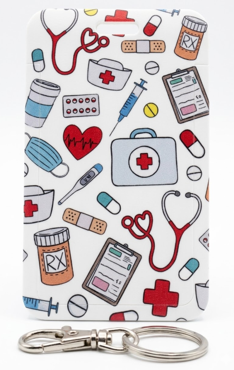 Medical Pattern ID Badge Holder & Keychain